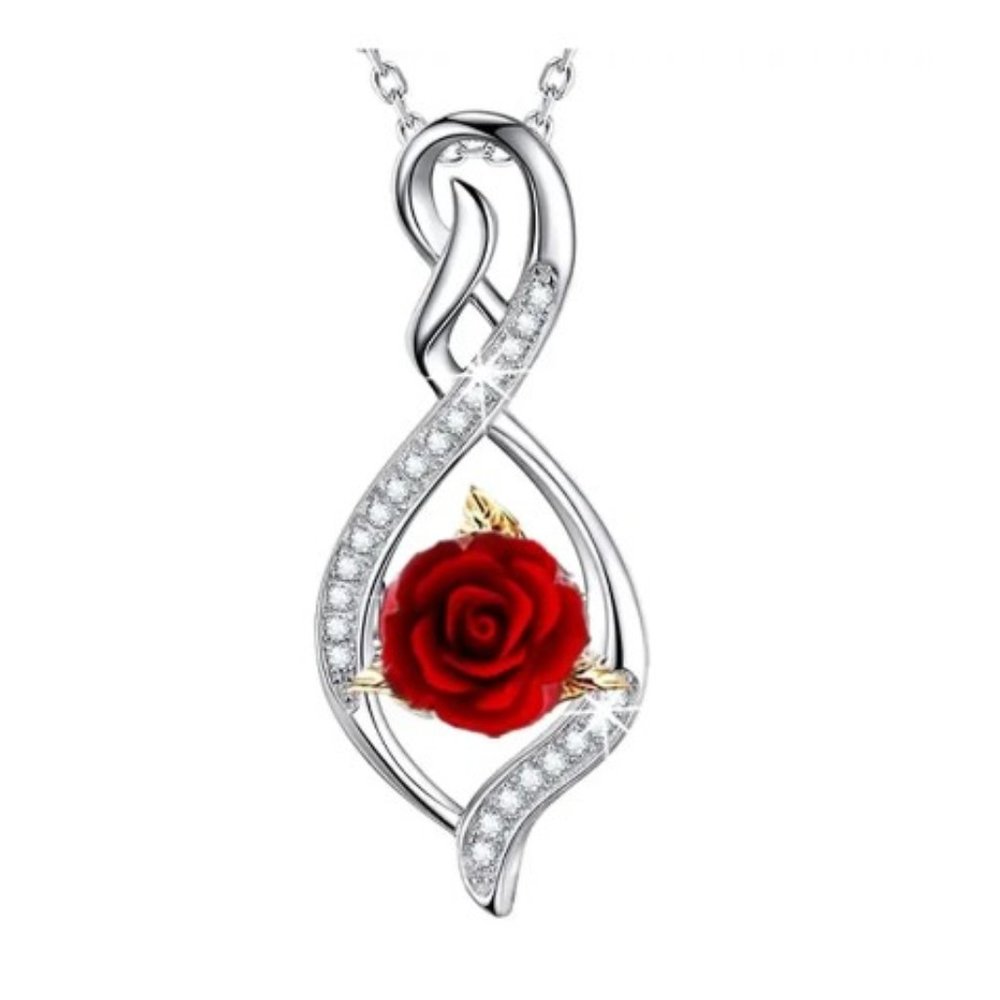 Beauty A Rose Water Drop Infinite Necklace